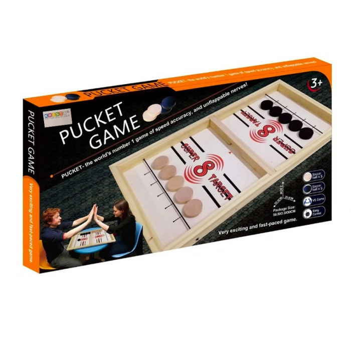 Joc Pucket Game, Hokey Slide, Foosball, din lemn, 55,5 x 28,5 cm [3]