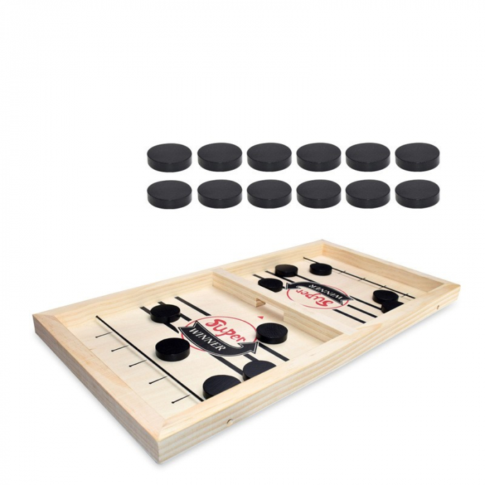 Joc Pucket Game, Hokey Slide, Foosball, din lemn, 55,5 x 28,5 cm [5]