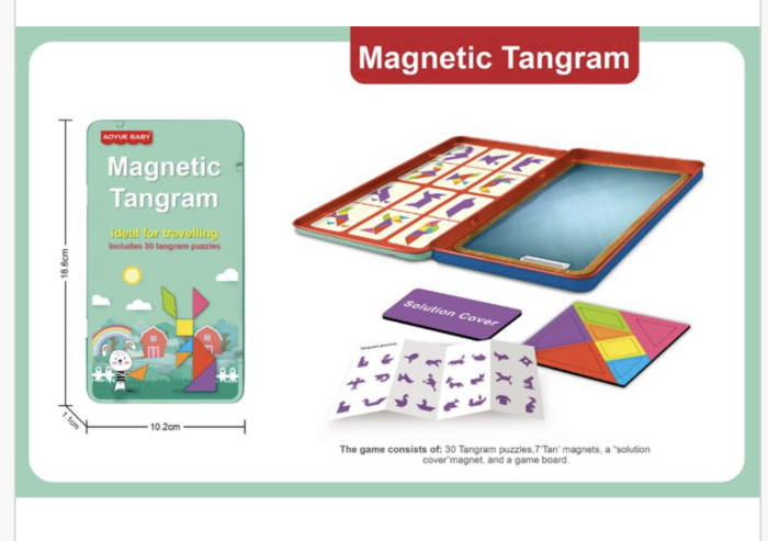 Joc de Societate Magnetic Tangram pentru Copii si Calatorii [4]