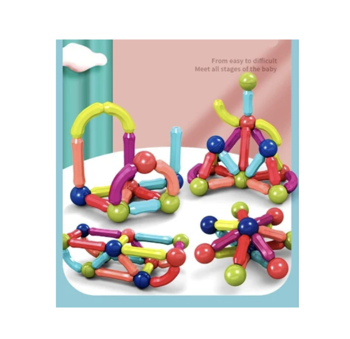 Joc STEM cuburi magnetice Magnetic Sticks 42 piese colorate pentru constructii [6]