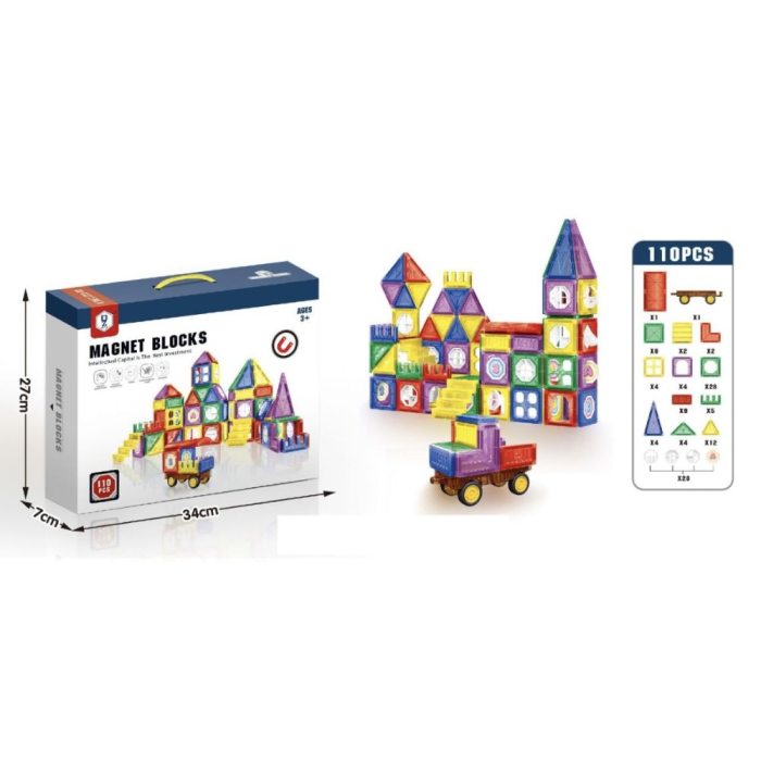 Joc STEM de constructie Mag Blocks, cu 110 piese magnetice [3]