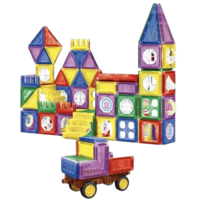 Joc STEM de constructie Mag Blocks, cu 110 piese magnetice [4]