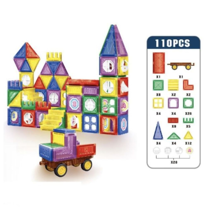 Joc STEM de constructie Mag Blocks, cu 110 piese magnetice [2]