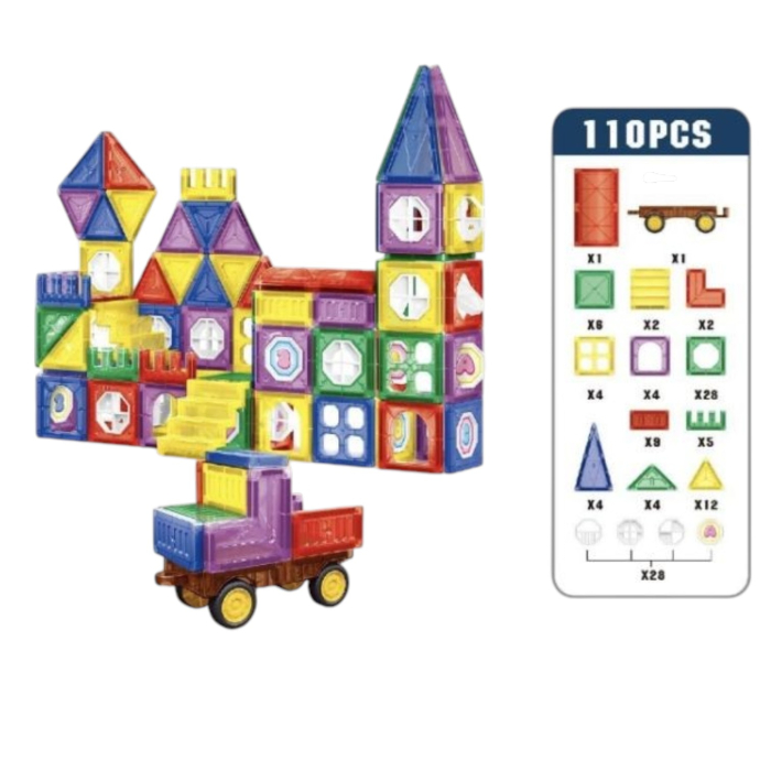 Joc STEM de constructie Mag Blocks, cu 110 piese magnetice [8]