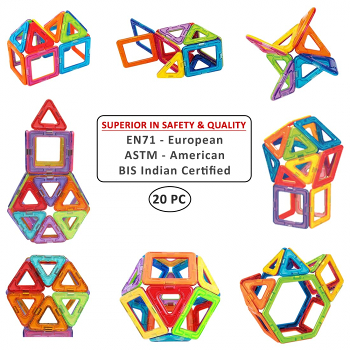 Joc STEM de constructie Mag Blocks, cu 20 piese magnetice [6]
