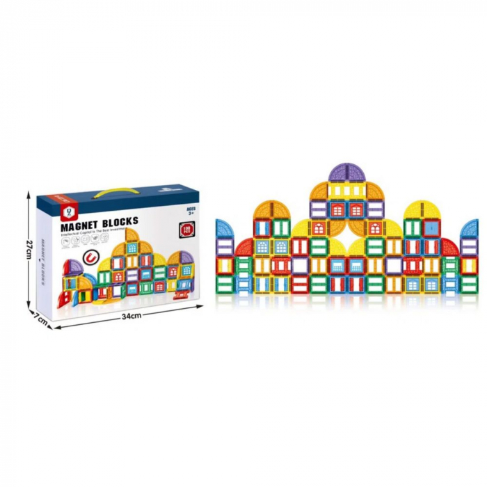 Joc STEM de constructie Magnet Blocks, cu 100 piese magnetice [6]