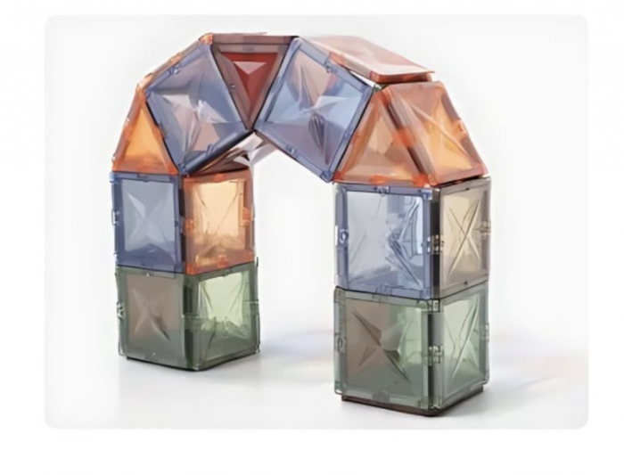 Joc STEM de constructie Magnetic Tiles Culori Naturale, cu 20 piese [3]