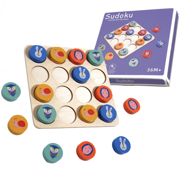 Joc Sudoku cu Animale si numere, din lemn [7]