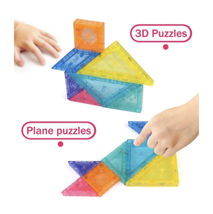Joc tangram magnetic cu 7 piese, puzzle educativ 2D si 3D, 3 ani+ [3]
