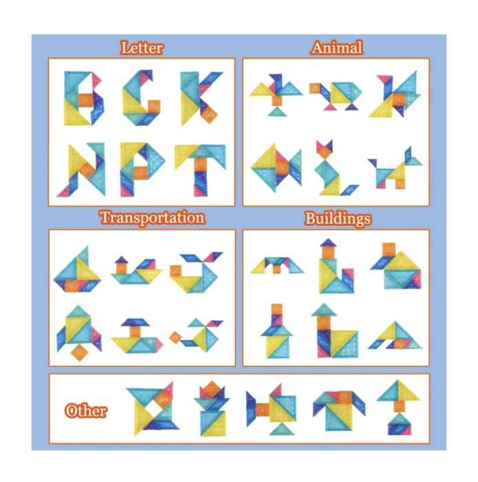 Joc tangram magnetic cu 7 piese, puzzle educativ 2D si 3D, 3 ani+ [4]