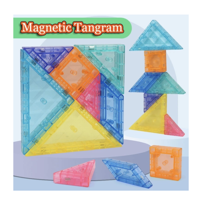 Joc tangram magnetic cu 7 piese, puzzle educativ 2D si 3D, 3 ani+ [2]