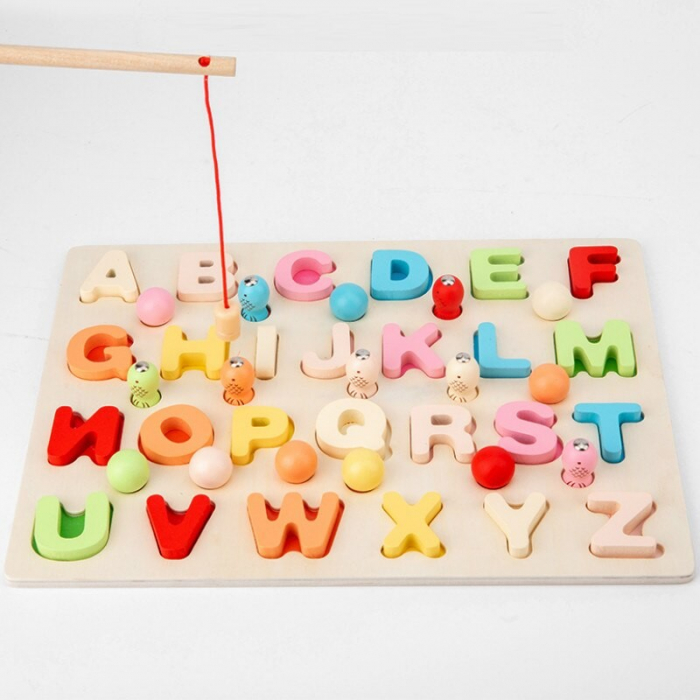 Joc tip Montessori 3 in 1, Fishing Beads, invata Literele [3]