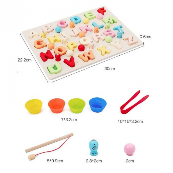 Joc tip Montessori 3 in 1, Fishing Beads, invata Literele [4]