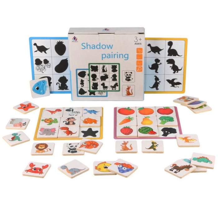 Jocul Umbrelor Puzzle de asociere educativ - Shadow Pairing, din lemn