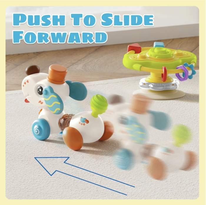 Jucarie 2 in 1 cu ventuza si activitati senzoriale rotative, Catel, 18 luni+ [8]