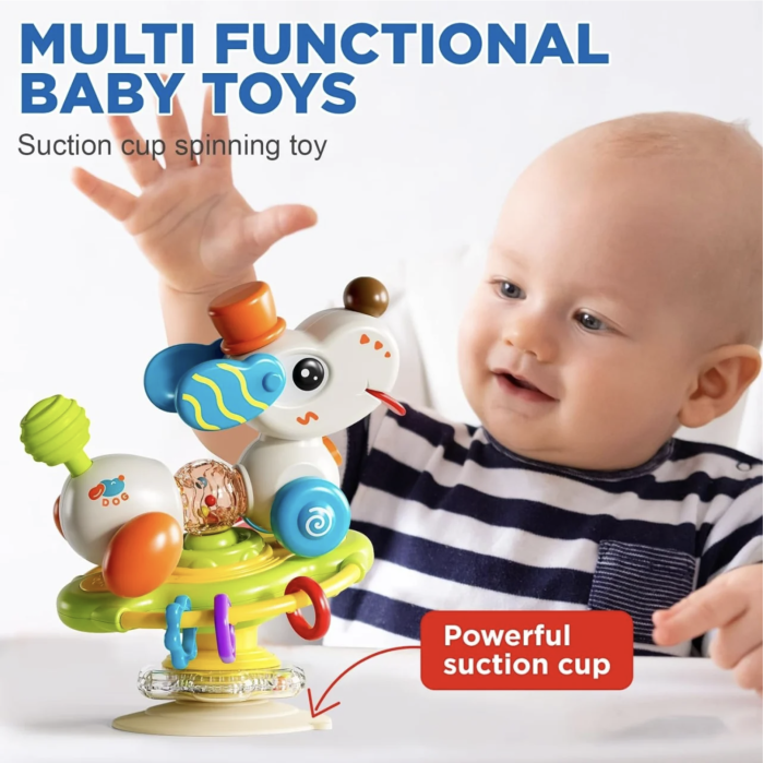 Jucarie 2 in 1 cu ventuza si activitati senzoriale rotative, Catel, 18 luni+ [3]
