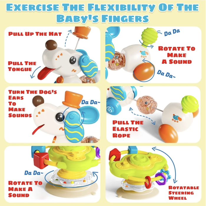 Jucarie 2 in 1 cu ventuza si activitati senzoriale rotative, Catel, 18 luni+ [2]