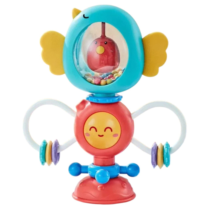 Jucarie 2 in 1 cu zornaitoare, ventuza si functii rotative, ABS, 6 luni+, verde [1]