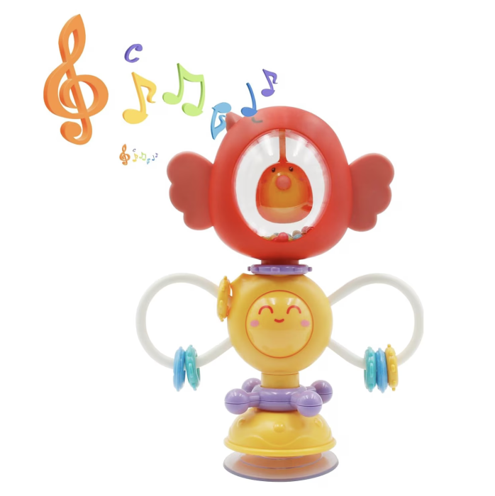 Jucarie 2 in 1 cu zornaitoare, ventuza si functii rotative, ABS, 6 luni+, rosu [2]