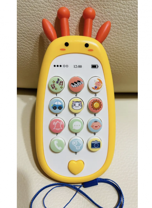 Jucarie 2 in 1 telefon cu jucarie de dentitie, girafa galben [4]