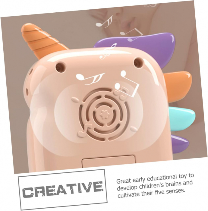 Jucarie 2 in 1 telefon cu jucarie de dentitie, unicorn roz [7]