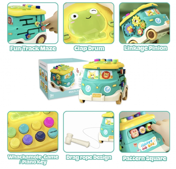 Jucarie Autobuz Interactiv cu 6 Activitati, Ciocanel si Sunete [3]