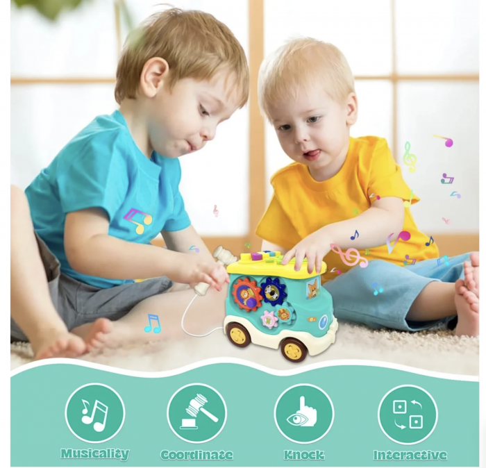 Jucarie Autobuz Interactiv cu 6 Activitati, Ciocanel si Sunete [5]