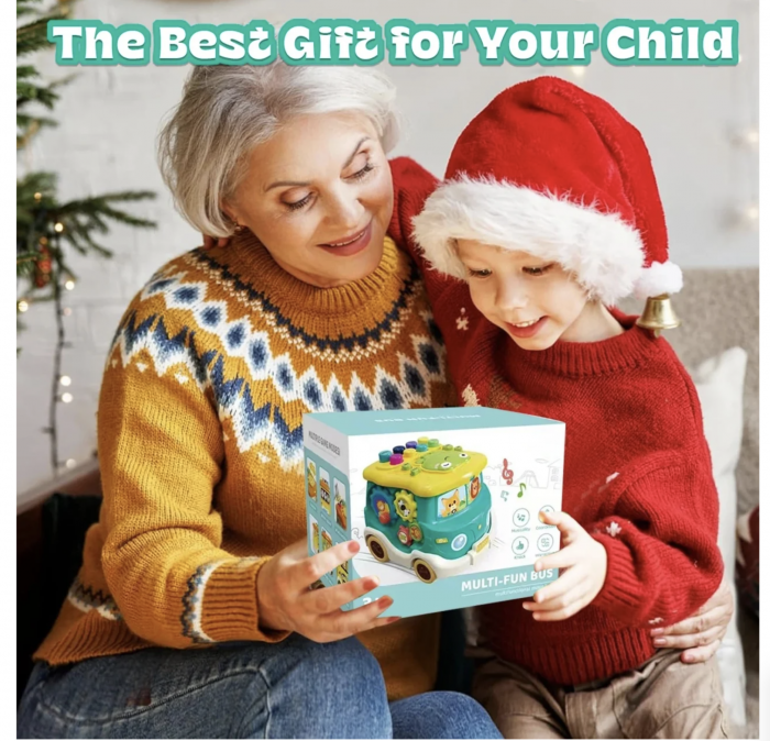Jucarie Autobuz Interactiv cu 6 Activitati, Ciocanel si Sunete [6]
