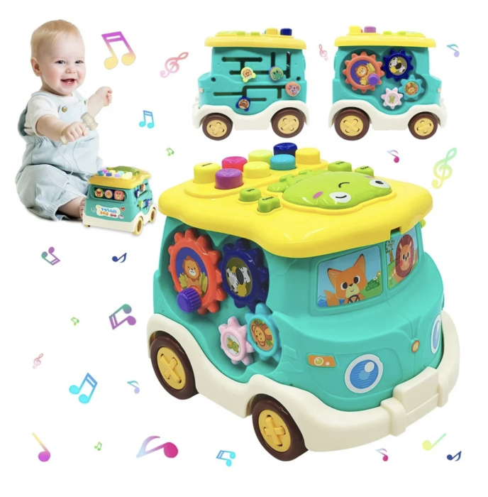 Jucarie Autobuz Interactiv cu 6 Activitati, Ciocanel si Sunete [2]