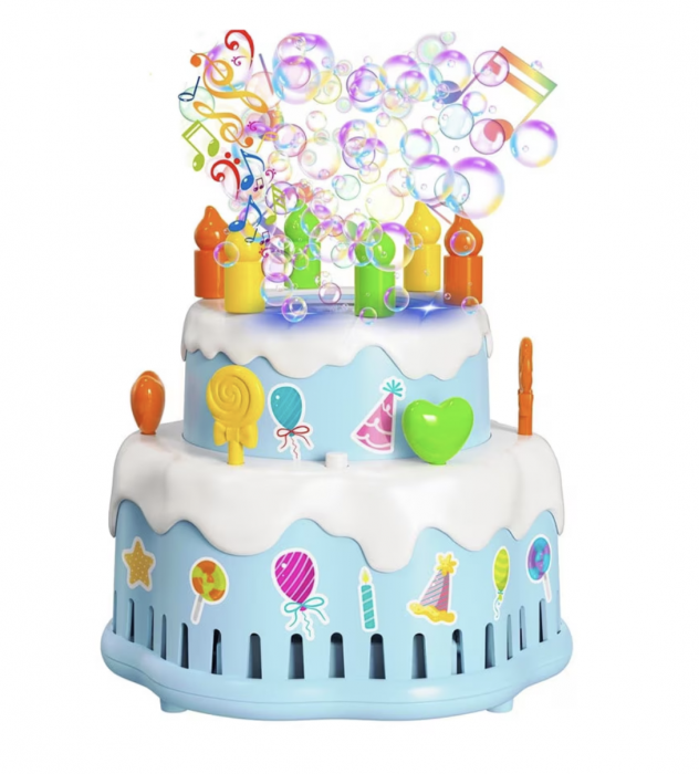 Jucarie aparat de facut baloane de sapun, cu sunete si lumini, Tort bleu [2]