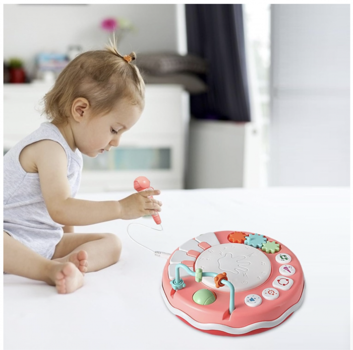 Toba muzicala cu microfon, pian si 5 activitati, roz [2]