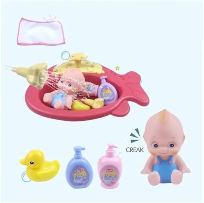 Jucarie baie bebe Set spalarea bebelusilor cu cadita, pestisor si accesorii [3]