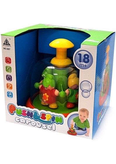 Accesorii Bebelusi De Jucarie 18 Jucarie bebelusi interactiva, Cursa Clownilor, apasa si invarte caruselul