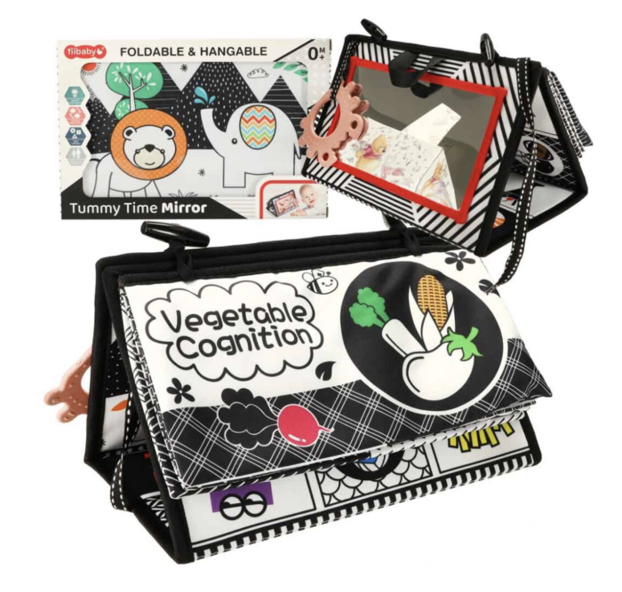 Carte Senzoriala Interactiva pentru Bebelusi – Cu Oglinda, Culori si Activitati Educative [4]