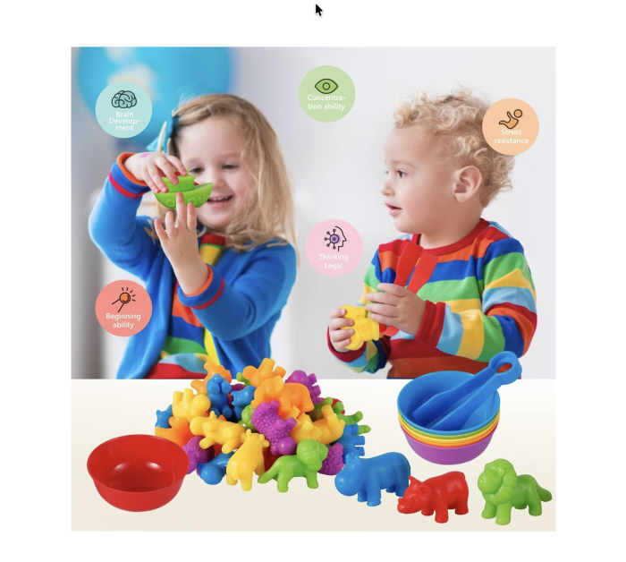 Jucarie creativa si de clasificare a culorilor Curcubeu, Animale [7]