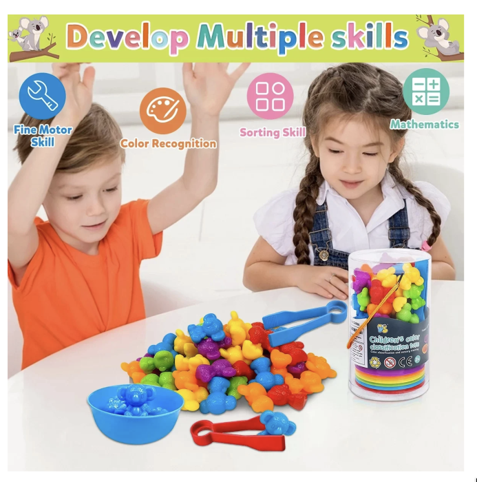 Jucarie creativa si de clasificare a culorilor Curcubeu, Ursuleti Koala [4]