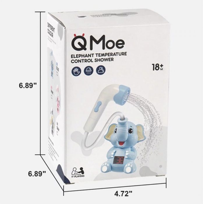 Jucarie de Baie Elefant cu Dus si Termometru pentru Bebe, bleu [10]