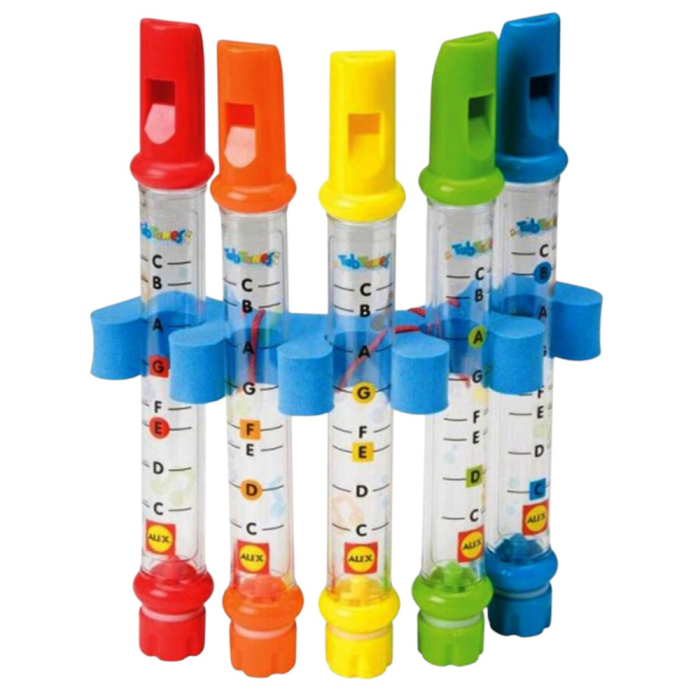 Jucarie de Baie Set 5 Fluiere cu Partituri si Suport, 0 luni+
