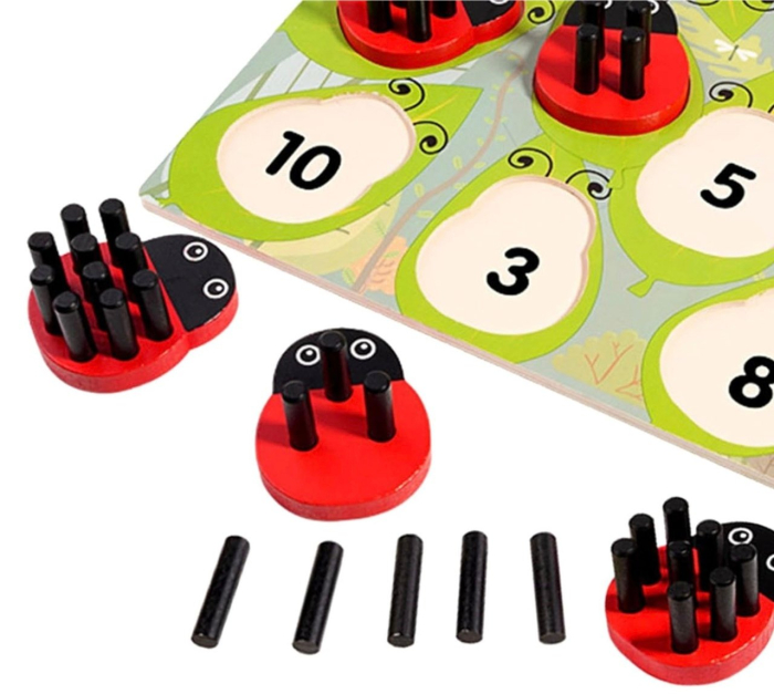 Jucarie de Numarare si sortare Montessori Ladybug, din lemn [2]
