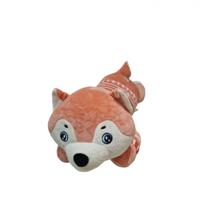 Jucarie de plus si perna cu patura inclusa, Cainele husky roz [6]