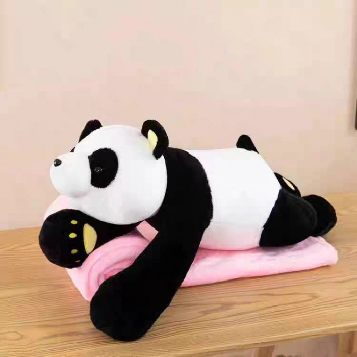 Jucarie de plus si perna cu patura roz inclusa, Panda [2]