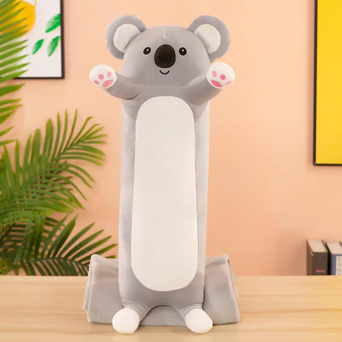 Jucarie de plus si perna cu patura inclusa, Koala lung gri [2]