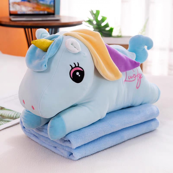 Jucarie de plus si perna cu patura inclusa, Unicornul bleu [2]