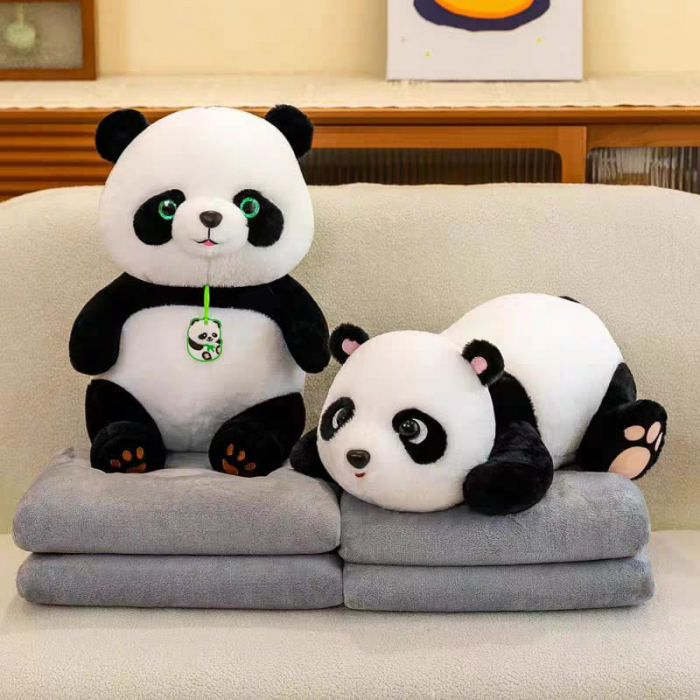 Jucarie de plus si perna cu patura gri inclusa, Panda [3]