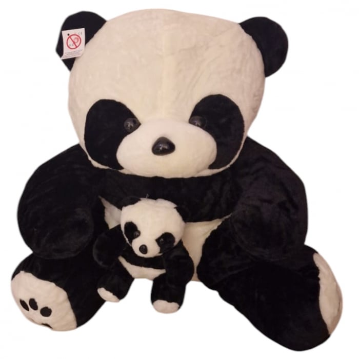 Jucarie din plus Mama Urs panda cu pui 55 cm