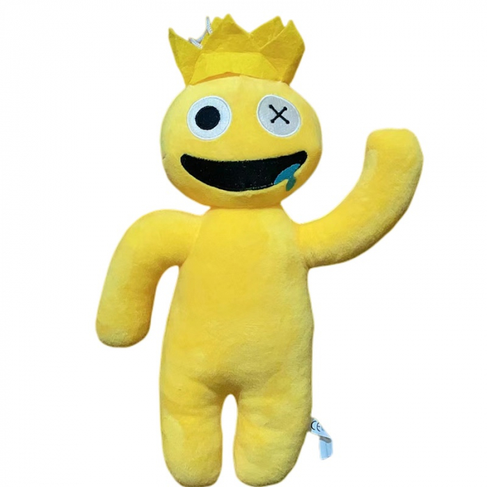 Jucarie din plus mascota roblox rainbow friends, 30 cm, galben cu coronita
