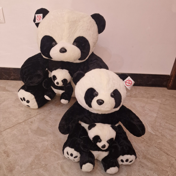 Jucarie din plus Mama Urs panda cu pui 35 cm [3]