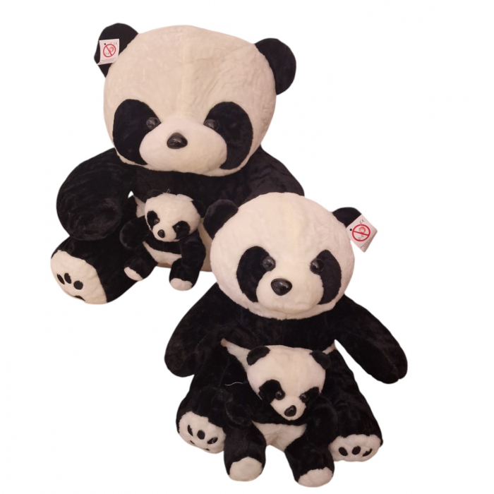 Jucarie din plus Mama Urs panda cu pui 35 cm [4]