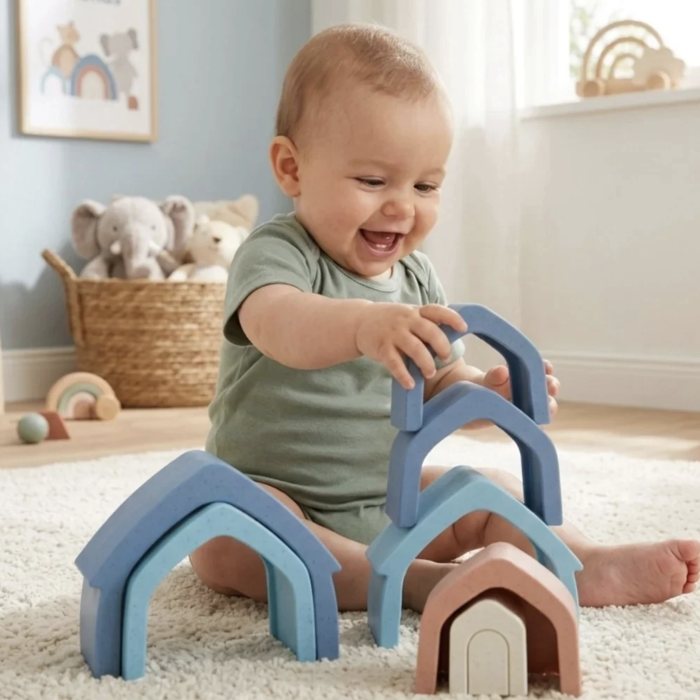 Jucarie Educativa din compozit Stacking House Casuta Si Pahare Stivuibile [8]