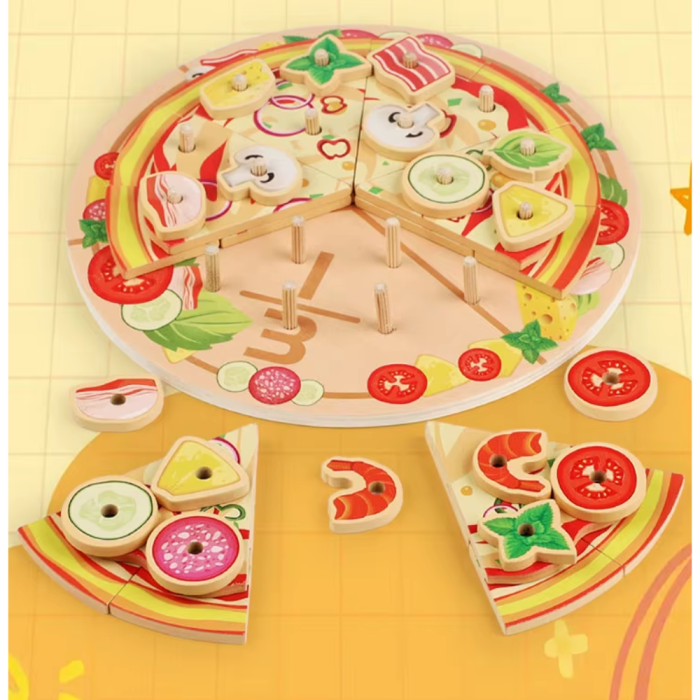 Jucarie educativa Pregateste Pizza, din lemn, 21 cm diametru [3]